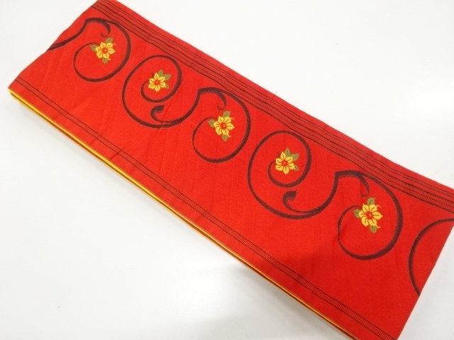 JAPANESE HANHABA OBI / WOVEN FLOWER ARABESQUE